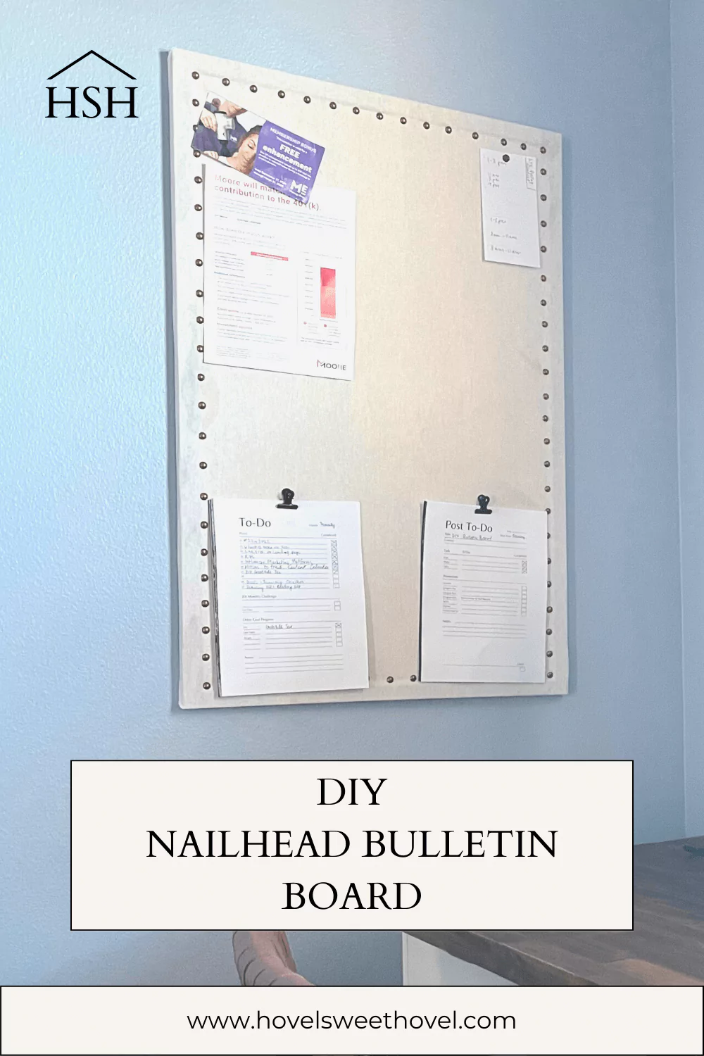 DIY Nailhead Bulletin Board Pinterest Pin
