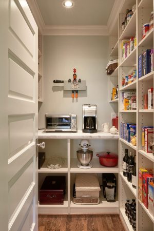 102611 White Kitchen Pantry With White Open Cabinetry