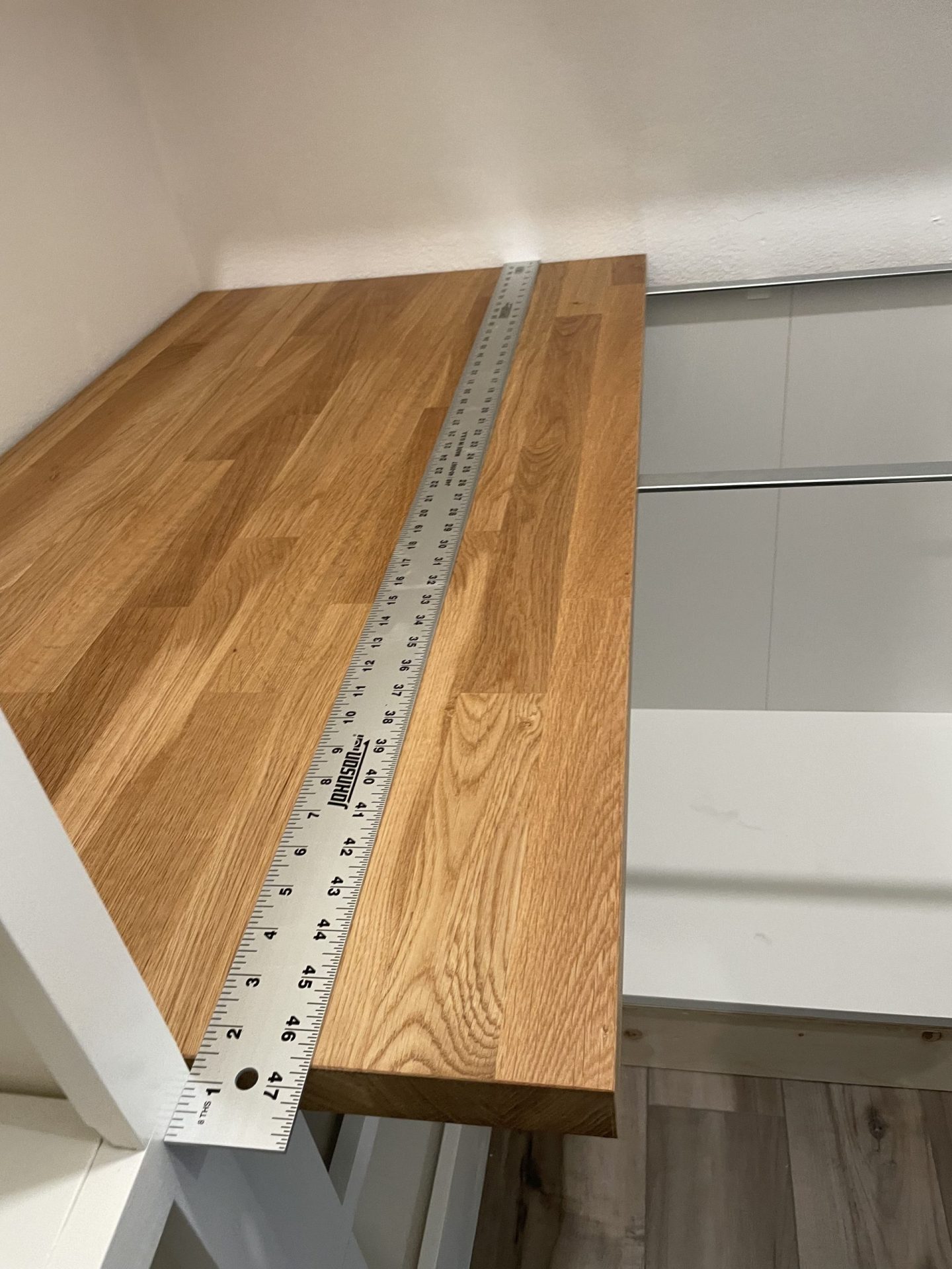 Measure countertop to cut off