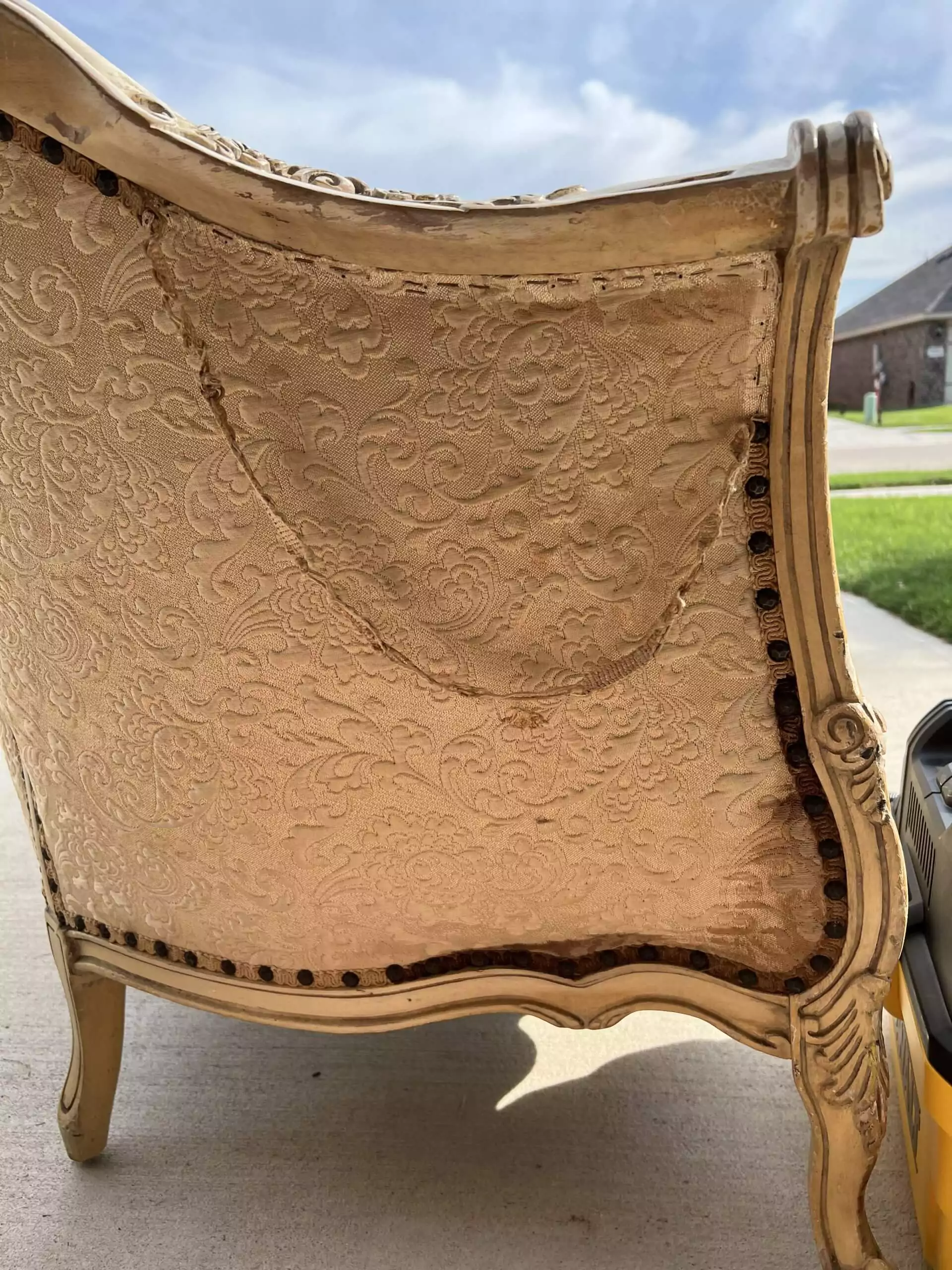 Deconstructing antique couch remove nails