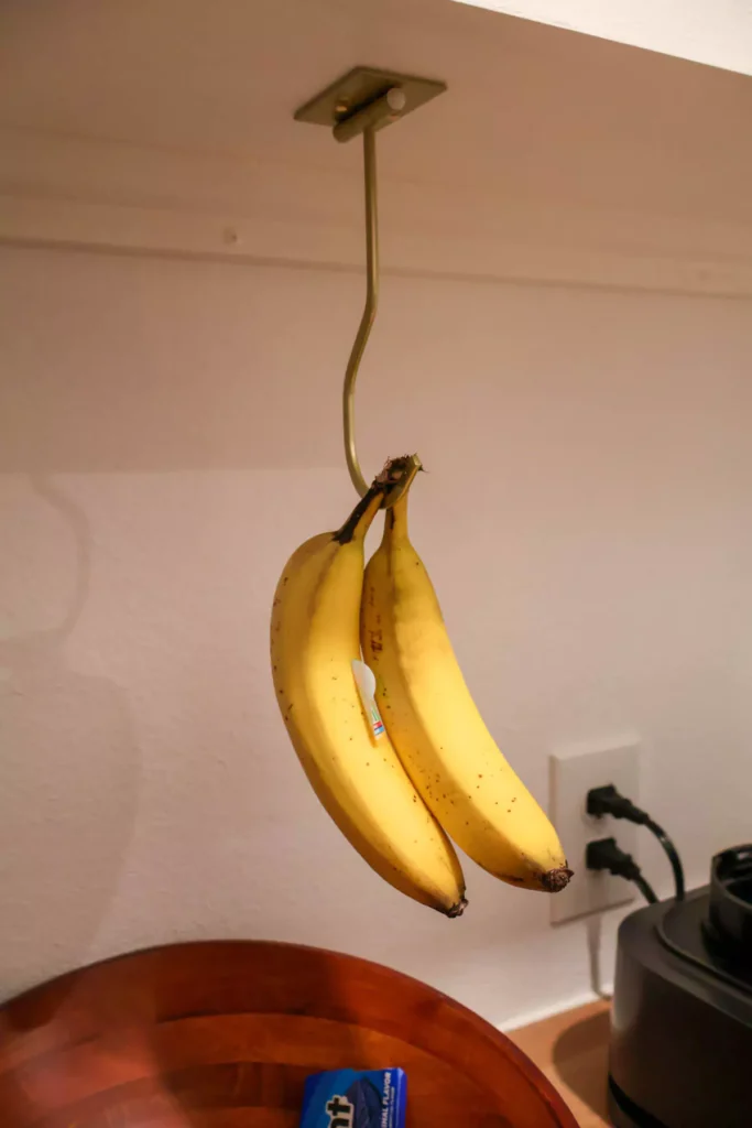 Bananas hanging from hook