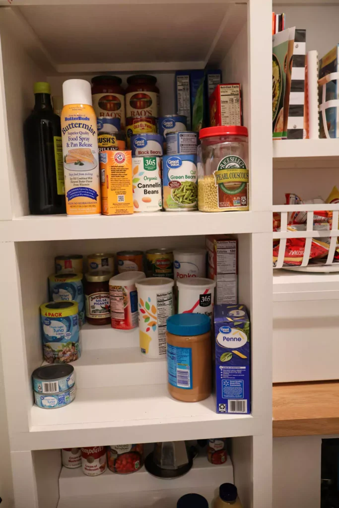 Adjustable shelving in pantry
