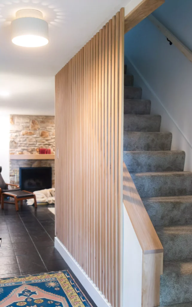 Hallway and Stair Wood Slat Wall