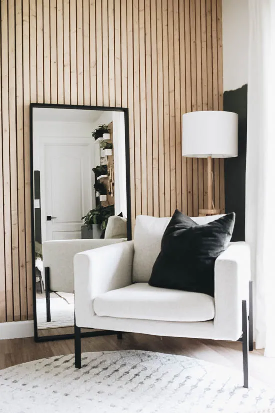 10 Beginner-Friendly DIY Wood Slat Wall Projects - Within the Grove diy wood slat wall in guest bedroom
